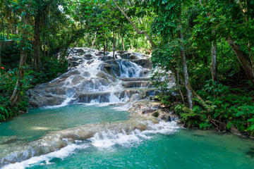 Natural pools at the base of Dunn’s River Falls